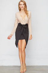 Rianna Bow Tie Dress Mocha/Black