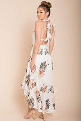 Natalee Floral High to Low Dress White