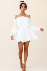 Frida Off-Shoulder Waist Tie Dress White