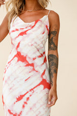 Show Me Love Cowl Neck Midi Dress Tie-Dye Red