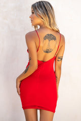 So She Says Molded Bust Cup Mini Dress Red