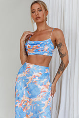 Well Versed Crop Top Abstract Blue