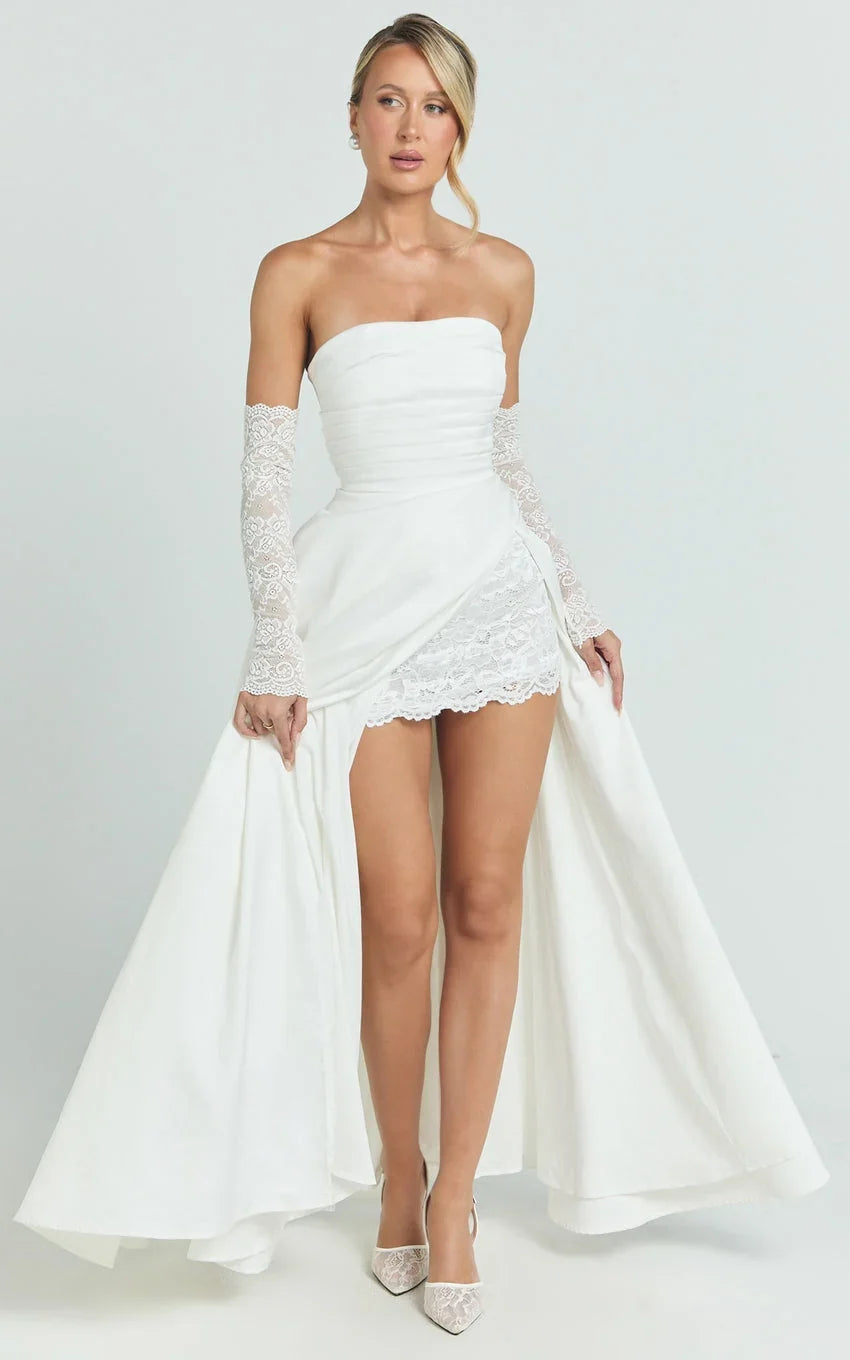 Bianca Maxi Dress - Strapless Fit And Flare Dress in Ivory