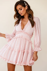 Laney Cutout Back Balloon Sleeve Dress Baby Pink