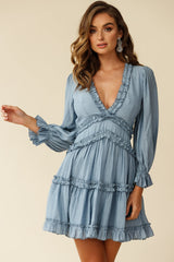 Laney Cutout Back Balloon Sleeve Dress Midnight Blue