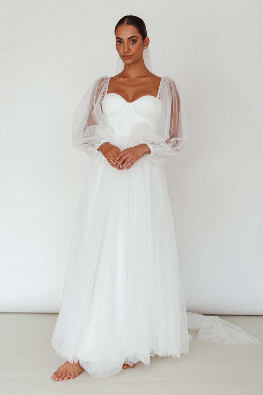 Fairytale Dream Sheer Sleeve Maxi Dress White