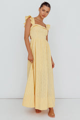 Greatest Hits Ruffle Strap Maxi Dress Yellow