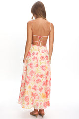 Echoes Tied Back A-Line Maxi Dress Floral Pink
