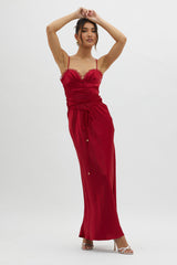 Silver Lining String Tie Waist Dress Red