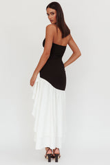 Cha Cha Strapless Thigh Split Dress Black/White