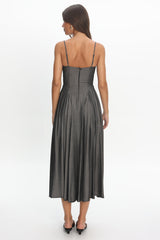 Take It All Cami Strap Midi Dress Charcoal