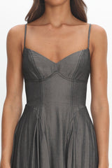 Take It All Cami Strap Midi Dress Charcoal