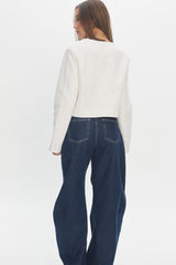 Beverly Hills Cropped Jacket Tweed White