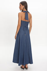 Riga Halterneck Maxi Dress Light Blue