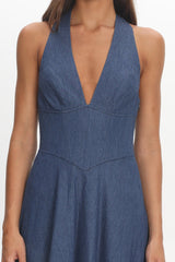 Riga Halterneck Maxi Dress Light Blue