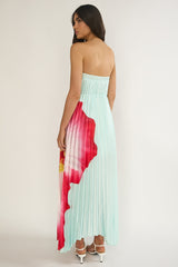 Lauriella Strapless Accordion Pleat Maxi Dress Hibiscus Mint