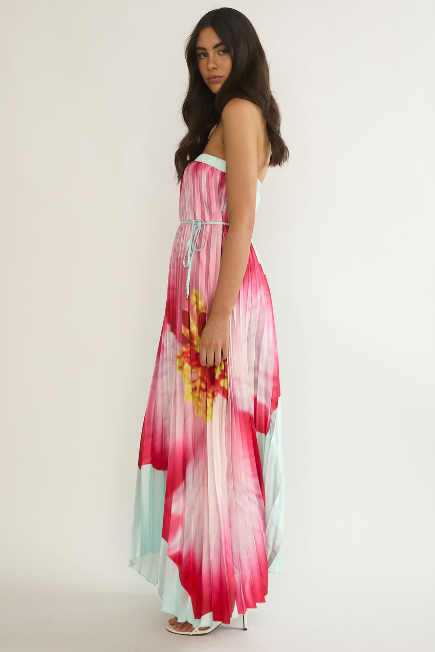 Lauriella Strapless Accordion Pleat Maxi Dress Hibiscus Mint