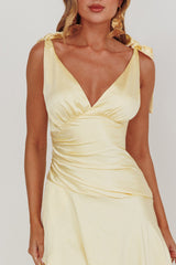 Aquila Tied Shoulder High-Low Hem Dress Lemon