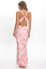 Callora Criss-Cross Back Maxi Dress Floral Pink