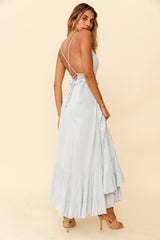 Desert Rose Crochet Tie-Up Back Maxi Dress Ice Blue