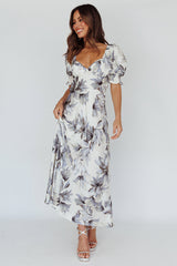 Brigita Tied Back Maxi Dress Floral Blue