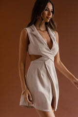 Milarni Collared Cut-Out Mini Dress Sand