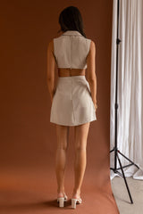 Milarni Collared Cut-Out Mini Dress Sand