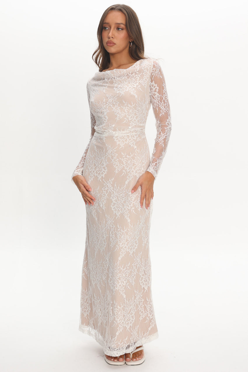 Loveland Off-Shoulder Lace Maxi Dress White