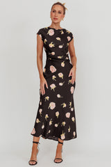 Loveland Floral Print Cowl Back Maxi Dress Oyster
