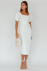Valette Puff Sleeve Midi Dress White