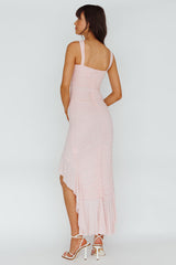 Jozelle Ruffle Hem Midi Dress Powder Pink