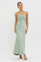 Moon Song Strapless Laced Back Dress Matcha