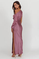 See You Again One Sleeve Maxi Dress Grape