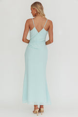 Lexxi Crossover Gathered Waist Maxi Dress Tiffany Blue