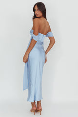 Odayah Draped Sleeve Maxi Dress Blue