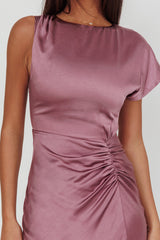 Larelle One-Sleeve Front Split Maxi Dress Grape