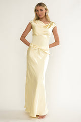 Tahlia Rae Mesh Waist Cap Sleeve Maxi Dress Butter