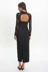 Lucha Lace Sleeve Maxi Dress Black