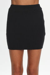 Odetta Ribbed Knit Mini Skirt Black