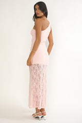 Luli Waist Sash Halter Maxi Dress Lace Pink