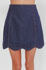 Halen Scalloped Mini Skirt Indigo