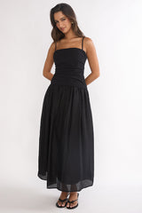 Tobi Square Neck A-Line Maxi Dress Black