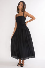 Tobi Square Neck A-Line Maxi Dress Black