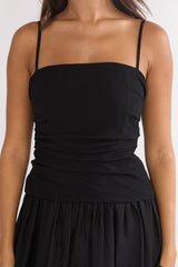 Tobi Square Neck A-Line Maxi Dress Black