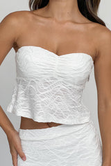 Chat Me Up Embellished Strapless Top White
