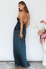 Love Letters Strappy Cowl Back Dress Teal
