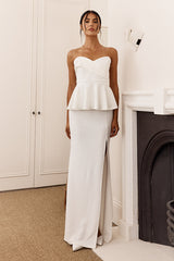 Evergrace Strapless Peplum Maxi Dress Ivory