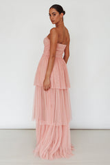 Haeven Tiered Strapless Maxi Dress Blush