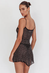 Moon Walker Sheer Rhinestone Mini Dress Black