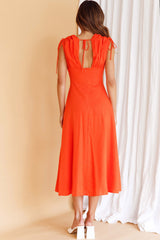 Cape Cod Drawstring Accent Midi Dress Tangerine